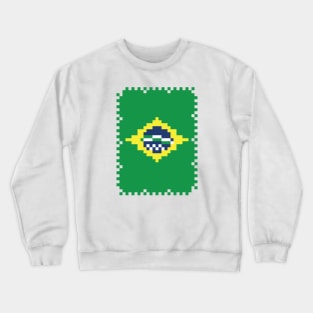 Flag of Brazil - Post Stamp - Pixels Crewneck Sweatshirt